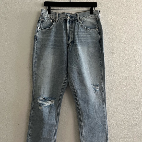 Twelve by Twelve Blue Cropped Jeans with Distressed Details - Picture 1 of 5